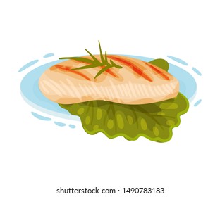 Grilled chicken fillet. Vector illustration on a white background.