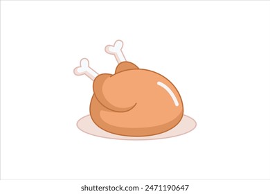 Grilled Chicken Flat Sticker Design
