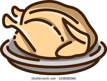 Grilled chicken, fried chicken, bbq,  barbeque color vector illustration