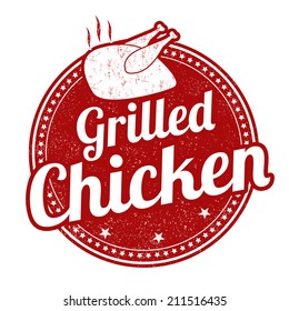 Grilled Chicken Grunge Rubber Stamp On White Background, Vector Illustration