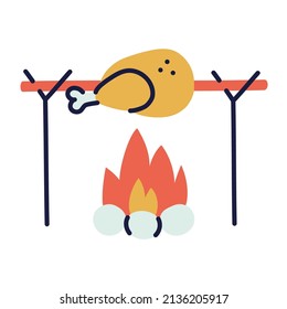 Grilled chicken. Hand Drawn Doodle Cooking Icon.