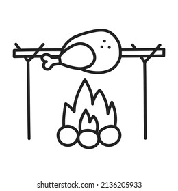 Grilled chicken. Hand Drawn Doodle Cooking Icon.