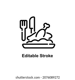 grilled chicken icon designed in outline style in food and drink icon theme