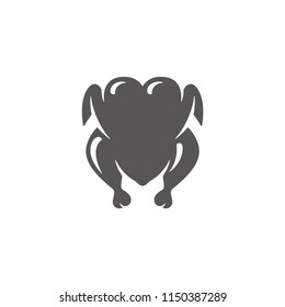 Grilled chicken icon isolated on white background vector illustration. Street fast food vector graphic silhouette.