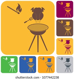 Grilled chicken icon. Vector illustration

