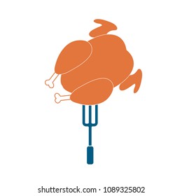 Grilled chicken icon. Vector illustration

