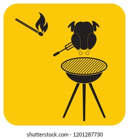 Grilled chicken icon. Vector illustration

