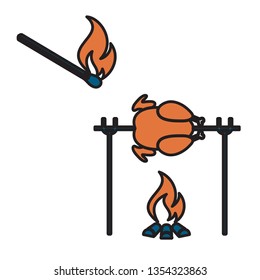 Grilled chicken icon. Vector illustration