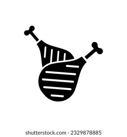 Grilled chicken icon vector. Chicken illustration sign. BBQ symbol. Bird logo.