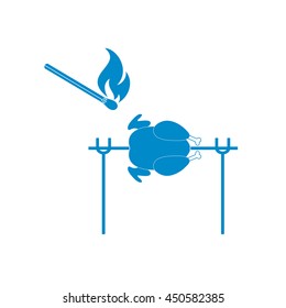 Grilled chicken icon. Vector illustration

