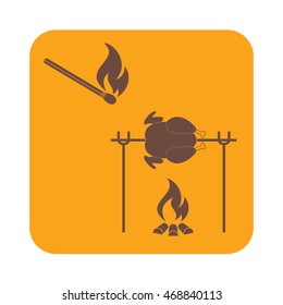 Grilled chicken icon. Vector illustration

