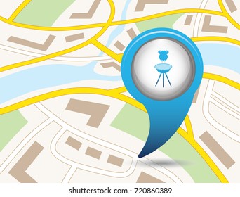 Grilled chicken icon. Vector illustration  Symbol on the map pointer