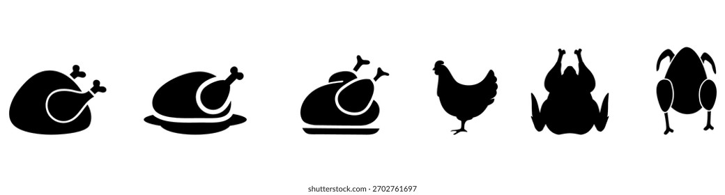 Grilled chicken icon vector set. Chicken illustration sign collection. BBQ symbol. Bird logo.