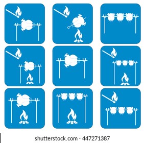 Grilled chicken icons set. Vector illustration

