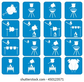 Grilled chicken icons set. Vector illustration