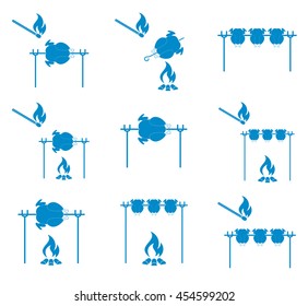Grilled chicken icons set. Vector illustration

