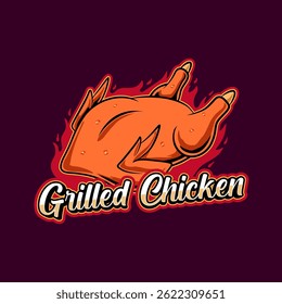 Grilled Chicken illustration logo for street food and fast food