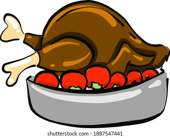 Grilled chicken ,illustration,vector on white background