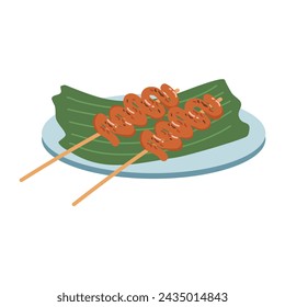 grilled chicken intestine or isaw illustration