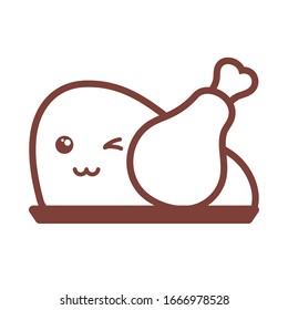 grilled chicken , line style icon vector illustration design