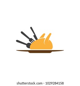 Grilled chicken logo template vector