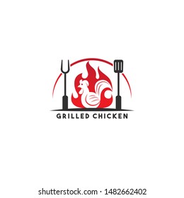 grilled chicken logo vector icon ilustration