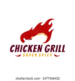 Grilled Chicken Logo.flat Style.dining Restaurant Icon Vector.modern Design Concept