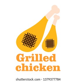 Grilled chicken on a white background, vector