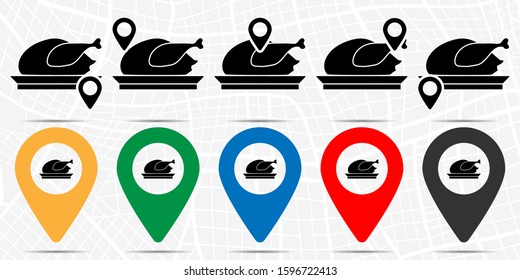 Grilled chicken in a plate icon in location set. Simple glyph, flat illustration element of fast food theme icons
