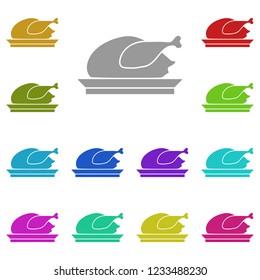 grilled chicken in a plate icon in multi color. Simple glyph vector of Fast food set for UI and UX, website or mobile application