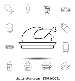 grilled chicken in a plate icon. Simple thin line, outline vector element of Fast food icons set for UI and UX, website or mobile application