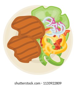 
Grilled chicken with salty veggies cooking an icon for grilled chicken
