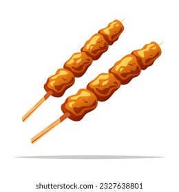 Grilled chicken skewers vector isolated illustration