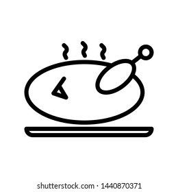 grilled chicken and smoke on dish for eat icon concept ,Vector Illustration 