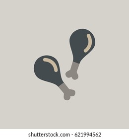 Grilled chicken thigh vector. Flat design. Fast food. Illustration for food concepts, diet infographics,