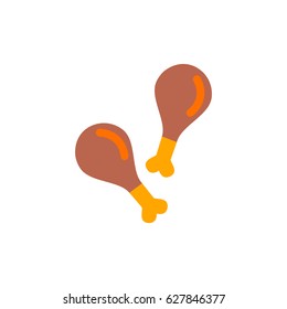 Grilled chicken thigh vector. Flat design. Fast food. Illustration for food concepts, diet infographics,
