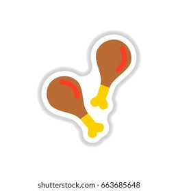 Grilled chicken thigh vector. Flat design. Fast food. Illustration for food concepts, diet infographics, sticker