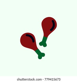 Grilled chicken thigh vector. Flat design. Fast food. Illustration for food concepts, diet infographics,
