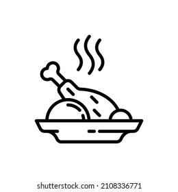 Icono de línea delgada de pollo asado. Ilustración vectorial moderna.