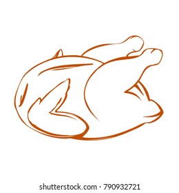 Grilled chicken, turkey meat, barbecue hand drawn vector illustration symbol