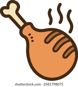 Grilled chicken vector doodle illustration and graphic
