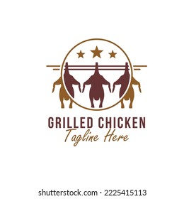 grilled chicken vector illustration logo design