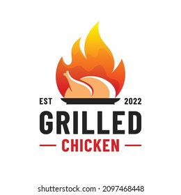 Grilled chicken vector logo with modern concept