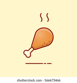 Grilled Chicken Wing Thighs Icon, Vector Illustration.