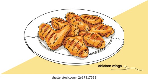 Grilled chicken wings traditional tasty delicious meat meal pieces Succulent grilled chicken wings, bursting with traditional flavors, make for a delicious and satisfying meat dish perfect.	