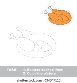 Grilled Christmas Turkey. Dot to dot educational game for kids.