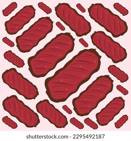 Grilled churrasco flat vector illustration. Cute grilled churrasco steak cartoon vector illustration for graphic design and decorative element