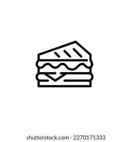 Grilled club sandwich icon. Takeaway fast food lunch. Pixel perfect, editable stroke