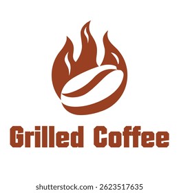 grilled coffee flat minimalist logo design