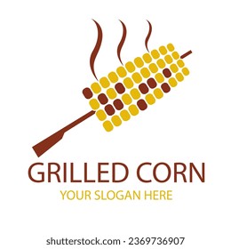 grilled corn cob emblem isolated on white background